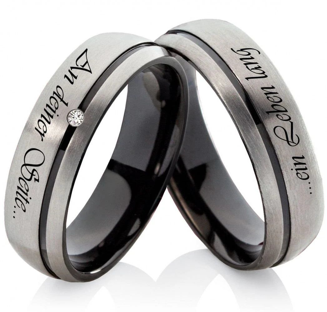 Partnerringe Titanringe PT049 mit Zirkonia